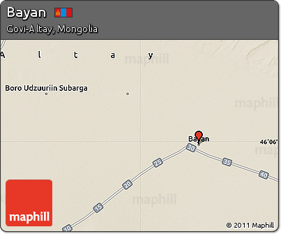 Shaded Relief Map of Bayan