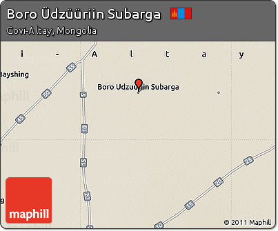 Shaded Relief Map of Boro Üdzüüriin Subarga