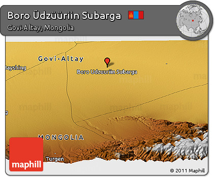 Physical Panoramic Map of Boro Üdzüüriin Subarga
