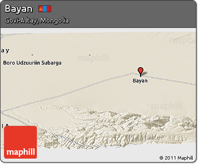 Shaded Relief Panoramic Map of Bayan