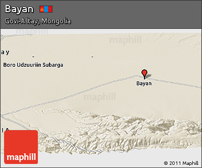 Shaded Relief Panoramic Map of Bayan