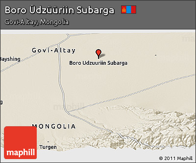 Shaded Relief Panoramic Map of Boro Üdzüüriin Subarga