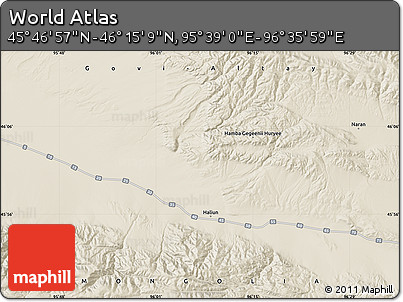 Shaded Relief Map of the Area around 46° 1' 3" N, 96° 7' 30" E