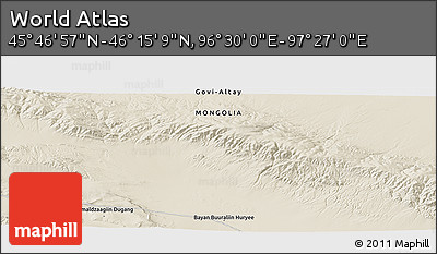 Shaded Relief Panoramic Map of the Area around 46° 1' 3" N, 96° 58' 29" E