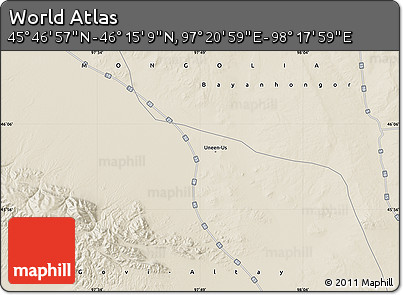 Shaded Relief Map of the Area around 46° 1' 3" N, 97° 49' 29" E