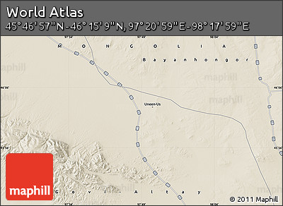 Shaded Relief Map of the Area around 46° 1' 3" N, 97° 49' 29" E