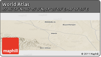 Shaded Relief Panoramic Map of the Area around 46° 1' 3" N, 97° 49' 29" E
