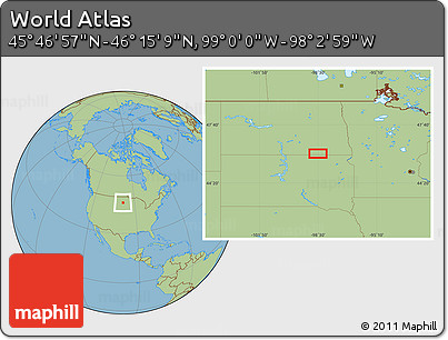 Savanna Style Location Map of the Area around 46° 1' 3" N, 98° 31' 30" W