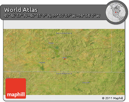 Satellite 3D Map of the Area around 46° 1' 3" N, 99° 22' 30" W