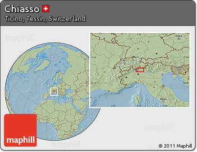 Savanna Style Location Map of Chiasso, hill shading