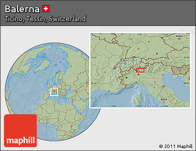 Savanna Style Location Map of Balerna, hill shading
