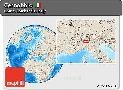 Shaded Relief Location Map of Cernobbio