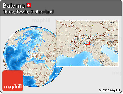 Shaded Relief Location Map of Balerna