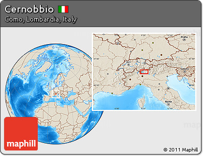 Shaded Relief Location Map of Cernobbio