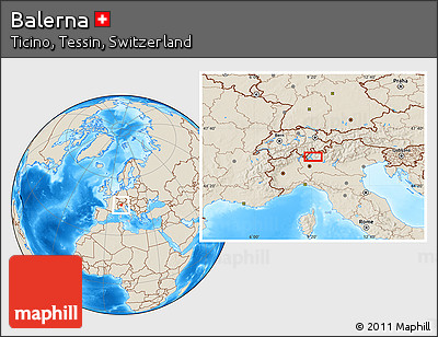 Shaded Relief Location Map of Balerna