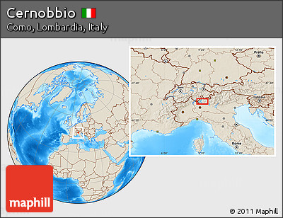 Shaded Relief Location Map of Cernobbio