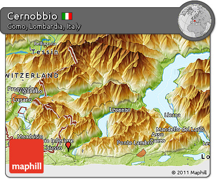 Physical Panoramic Map of Cernobbio