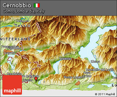 Physical Panoramic Map of Cernobbio