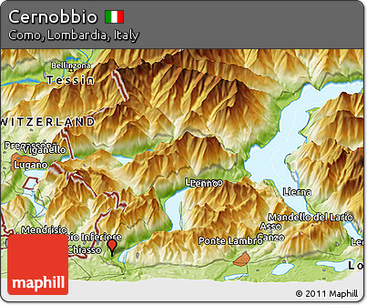 Physical Panoramic Map of Cernobbio