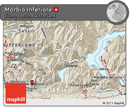 Shaded Relief Panoramic Map of Morbio Inferiore