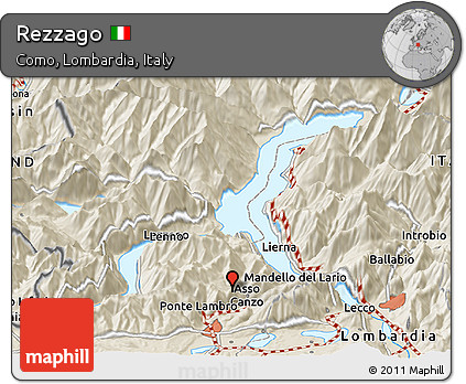 Shaded Relief Panoramic Map of Rezzago