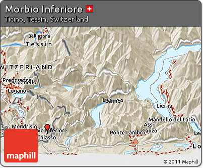 Shaded Relief Panoramic Map of Morbio Inferiore