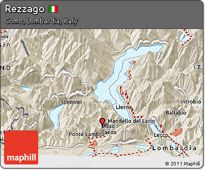 Shaded Relief Panoramic Map of Rezzago