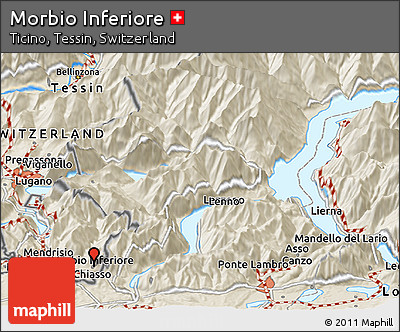 Shaded Relief Panoramic Map of Morbio Inferiore
