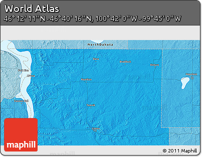 Political 3D Map of the Area around 46° 26' 14" N, 100° 13' 29" W