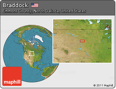 Satellite Location Map of Braddock