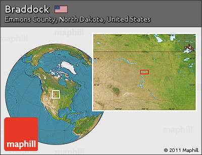 Satellite Location Map of Braddock