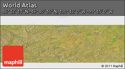 Satellite Panoramic Map of the Area around 46° 26' 14" N, 100° 13' 29" W