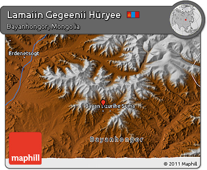 Physical 3D Map of Lamaiin Gegeenii Hüryee