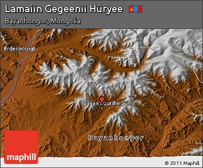 Physical 3D Map of Lamaiin Gegeenii Hüryee