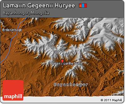 Physical 3D Map of Lamaiin Gegeenii Hüryee