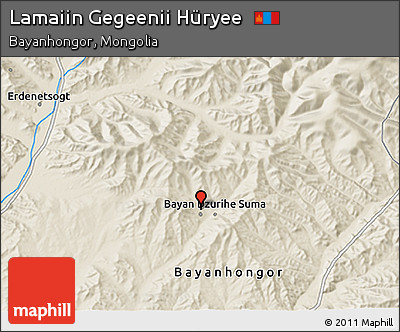 Shaded Relief 3D Map of Lamaiin Gegeenii Hüryee