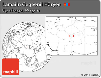 Blank Location Map of Lamaiin Gegeenii Hüryee