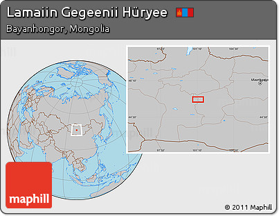 Gray Location Map of Lamaiin Gegeenii Hüryee