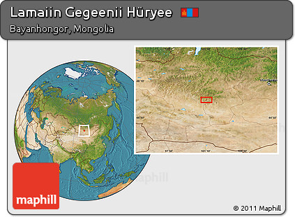 Satellite Location Map of Lamaiin Gegeenii Hüryee