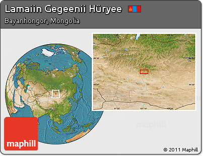 Satellite Location Map of Lamaiin Gegeenii Hüryee