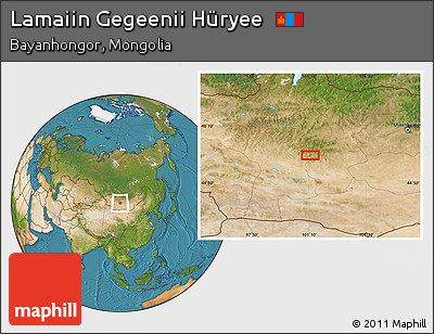 Satellite Location Map of Lamaiin Gegeenii Hüryee