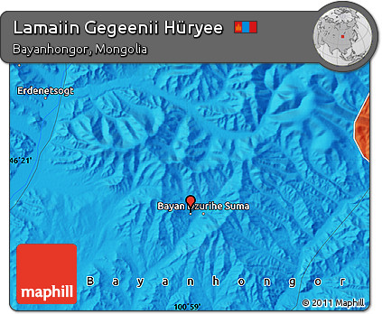Political Map of Lamaiin Gegeenii Hüryee
