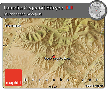 Satellite Map of Lamaiin Gegeenii Hüryee