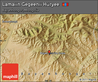 Satellite Map of Lamaiin Gegeenii Hüryee