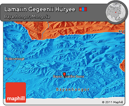 Political Panoramic Map of Lamaiin Gegeenii Hüryee