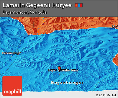 Political Panoramic Map of Lamaiin Gegeenii Hüryee