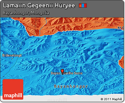 Political Panoramic Map of Lamaiin Gegeenii Hüryee