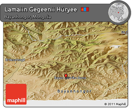 Satellite Panoramic Map of Lamaiin Gegeenii Hüryee