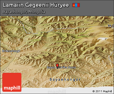 Satellite Panoramic Map of Lamaiin Gegeenii Hüryee