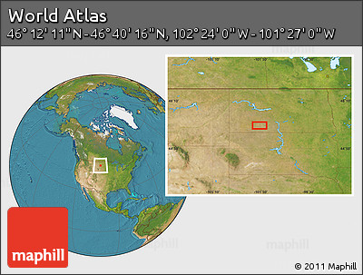 Satellite Location Map of the Area around 46° 26' 14" N, 101° 55' 30" W